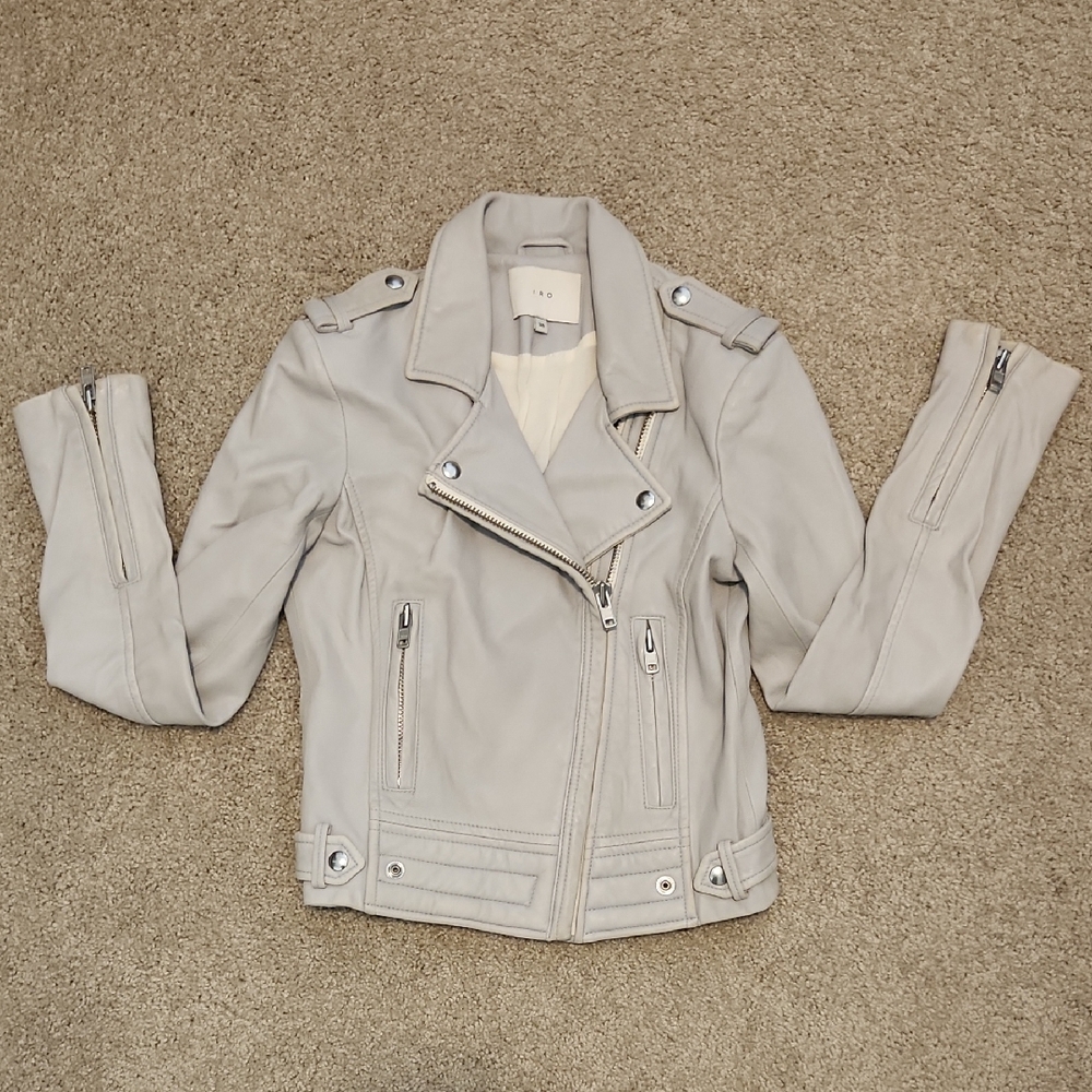 IRO Light Gray Leather Jacket